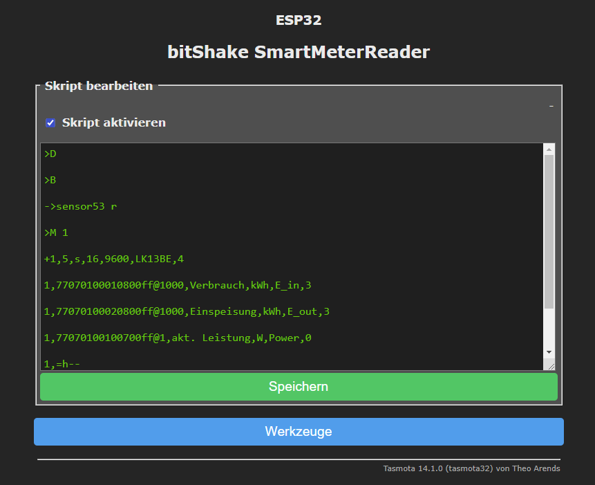 Skript des bitShake Smart Meter AIR